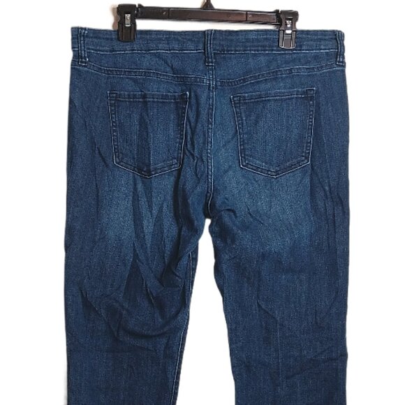 GAP Real Straight Fit Jeans Womens 14/32 Dark Wash Mid Rise Stretch Denim - Picture 4 of 4